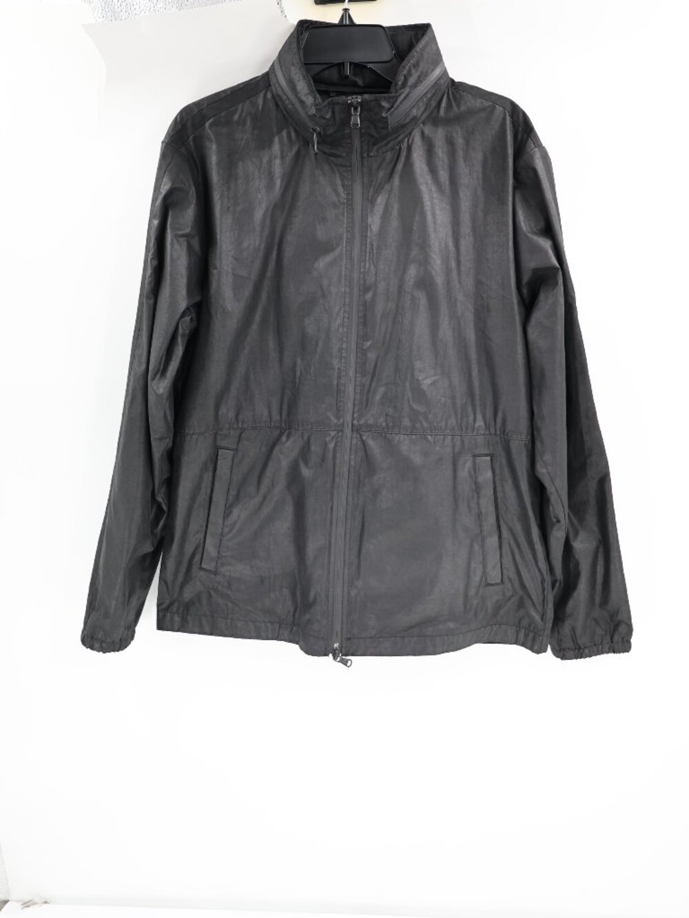 John Varvatos Jacket Mens Medium waxed zip away Hoodie full Zip Black star lined